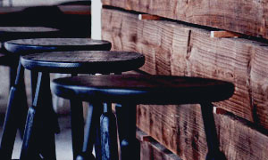 rustic bar and stools